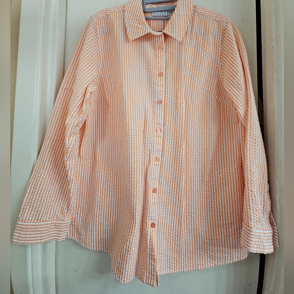 Joan Rivers Peach Striped Blouse